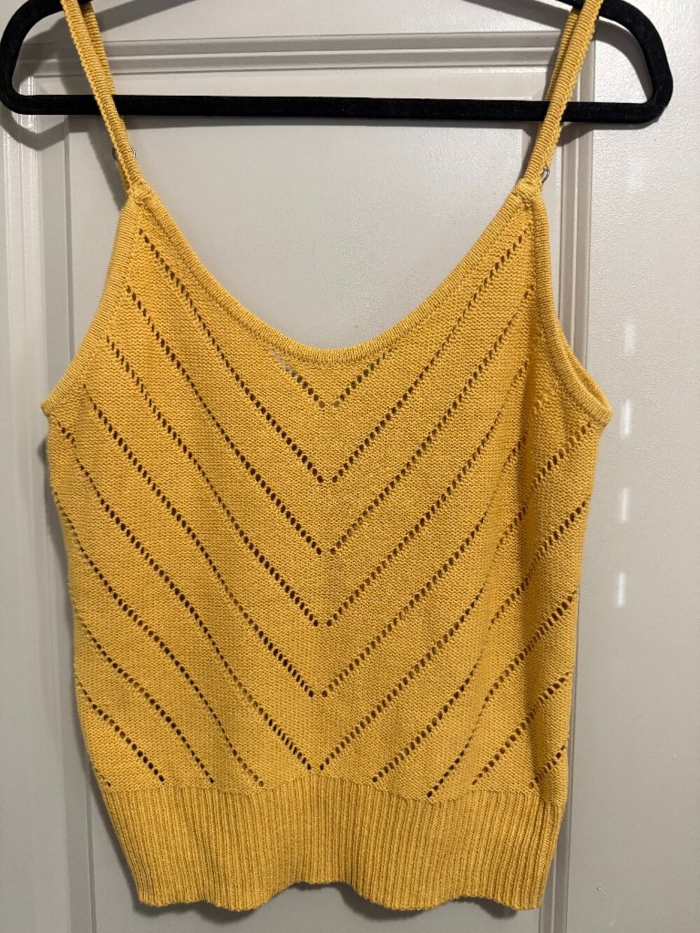 Roxy Marigold Fitted Ribbed Chevron Knit Camisole Womens Tank Top XL New Unworn